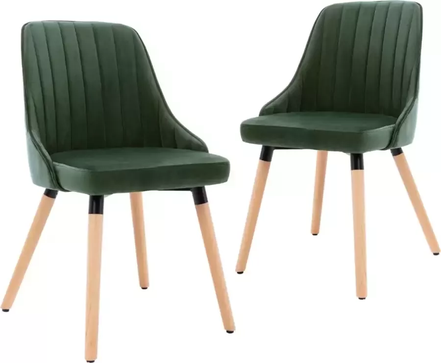 ForYou Prolenta Premium Eetkamerstoelen 2 st fluweel donkergroen - Foto 12