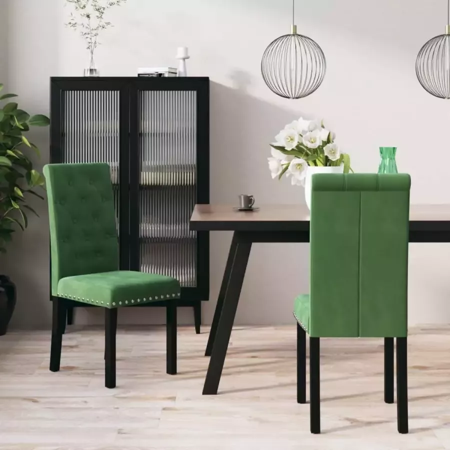 ForYou Prolenta Premium Eetkamerstoelen 2 st fluweel donkergroen - Foto 2