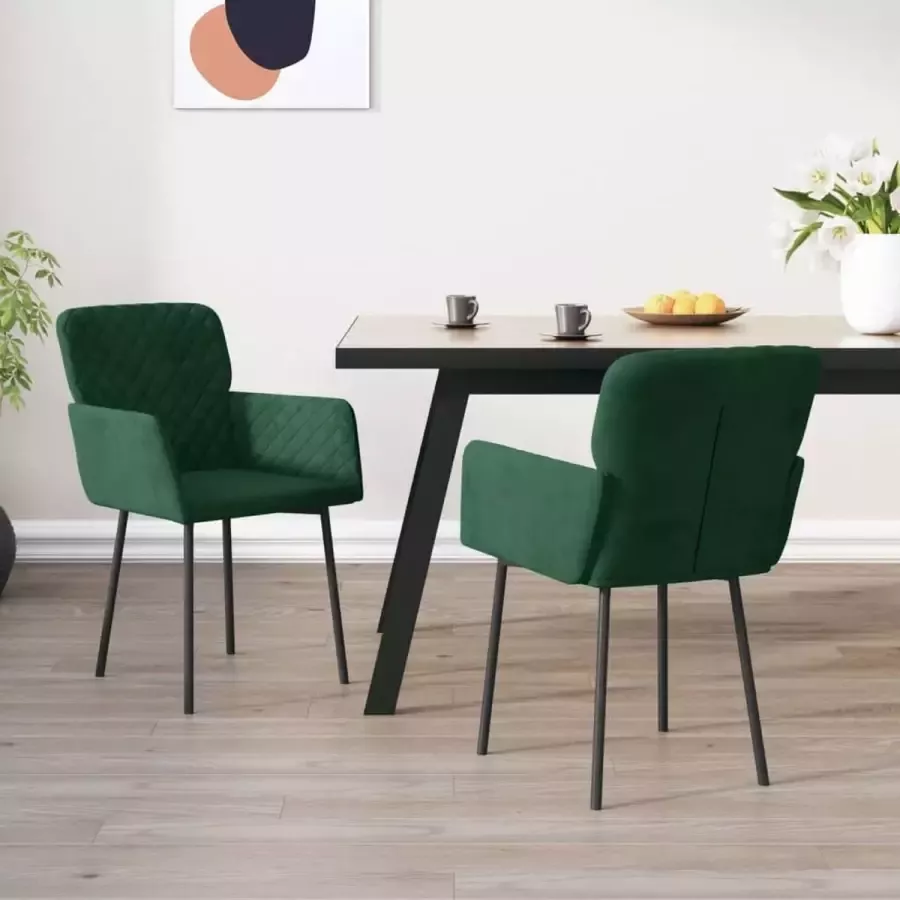 ForYou Prolenta Premium Eetkamerstoelen 2 st fluweel donkergroen - Foto 3