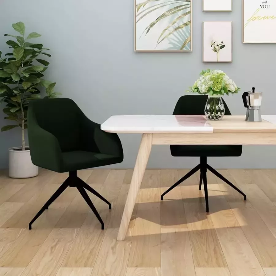 ForYou Prolenta Premium Eetkamerstoelen 2 st fluweel donkergroen - Foto 4