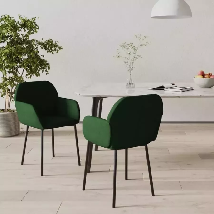 ForYou Prolenta Premium Eetkamerstoelen 2 st fluweel donkergroen - Foto 5