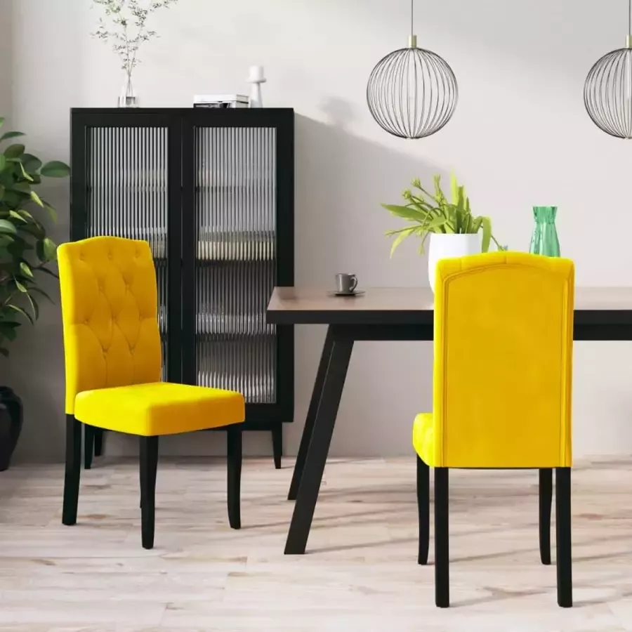 ForYou Prolenta Premium Eetkamerstoelen 2 st fluweel geel
