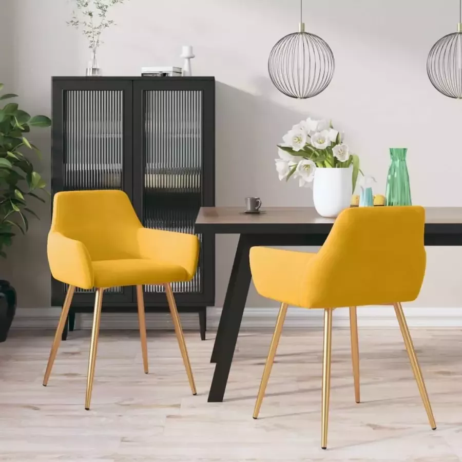 ForYou Prolenta Premium Eetkamerstoelen 2 st fluweel geel - Foto 2