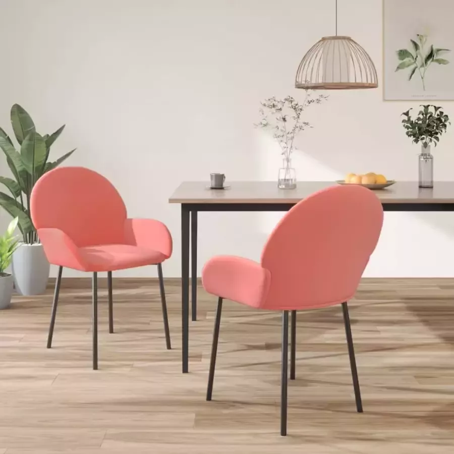 ForYou Prolenta Premium Eetkamerstoelen 2 st fluweel roze - Foto 3