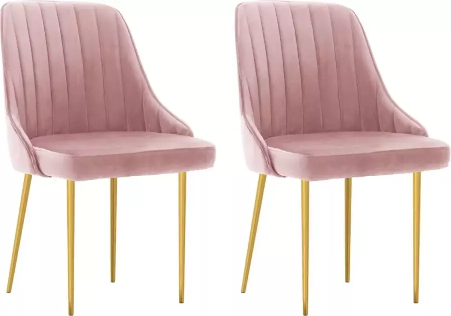 ForYou Prolenta Premium Eetkamerstoelen 2 st fluweel roze - Foto 14