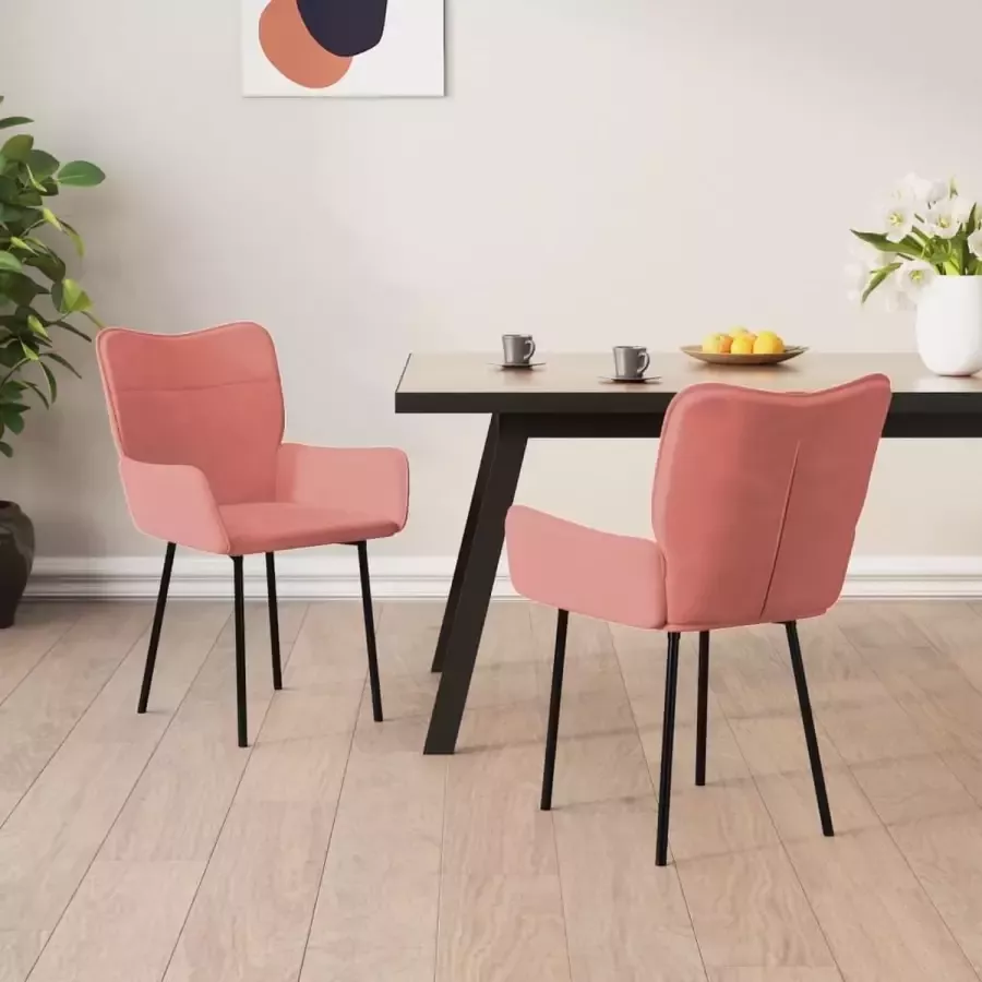ForYou Prolenta Premium Eetkamerstoelen 2 st fluweel roze - Foto 5
