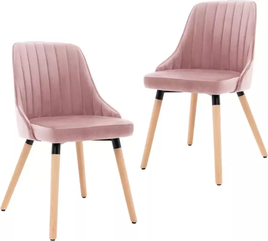 ForYou Prolenta Premium Eetkamerstoelen 2 st fluweel roze - Foto 10