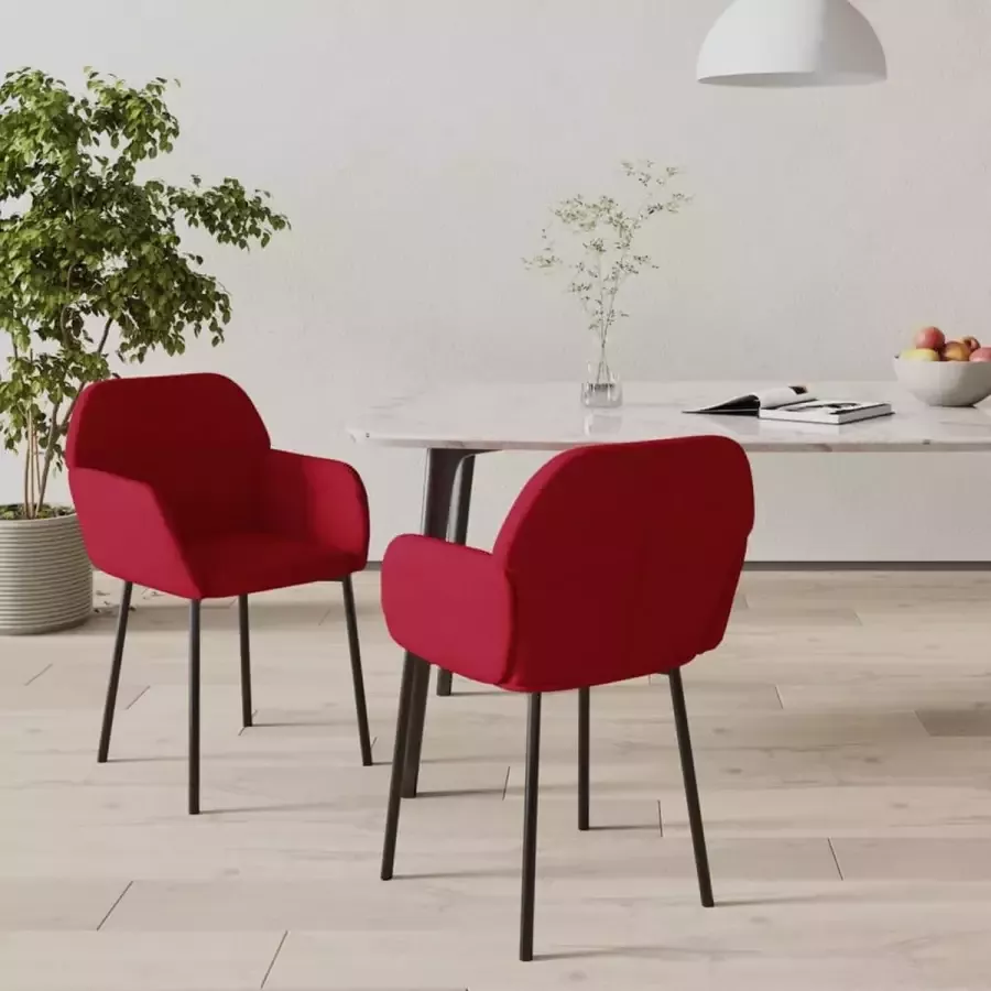 ForYou Prolenta Premium Eetkamerstoelen 2 st fluweel wijnrood