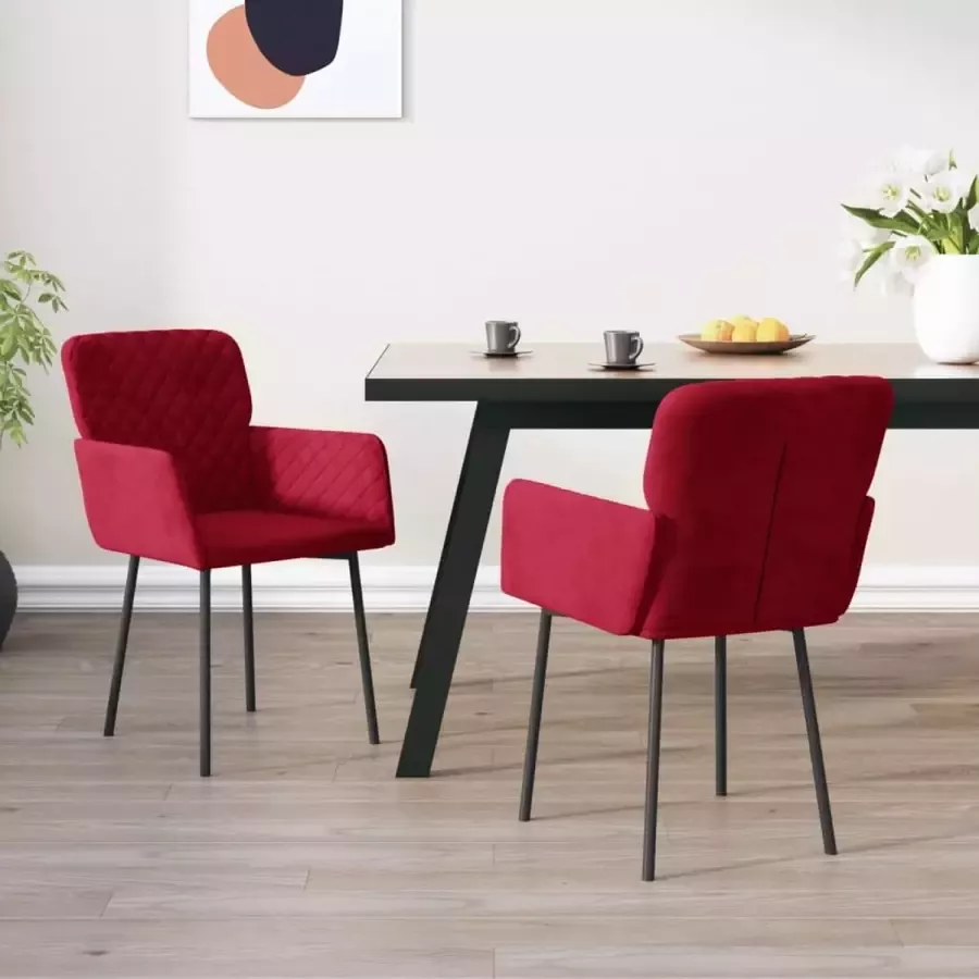 ForYou Prolenta Premium Eetkamerstoelen 2 st fluweel wijnrood