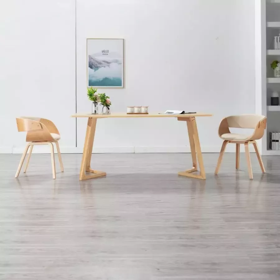 ForYou Prolenta Premium Eetkamerstoelen 2 st gebogen hout en kunstleer crème