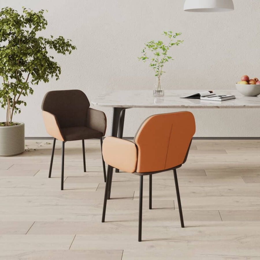 ForYou Prolenta Premium Eetkamerstoelen 2 st stof en kunstleer bruin