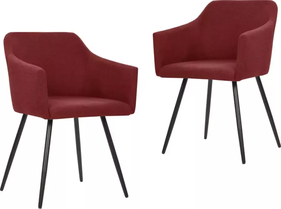 ForYou Prolenta Premium Eetkamerstoelen 2 st stof wijnrood - Foto 12