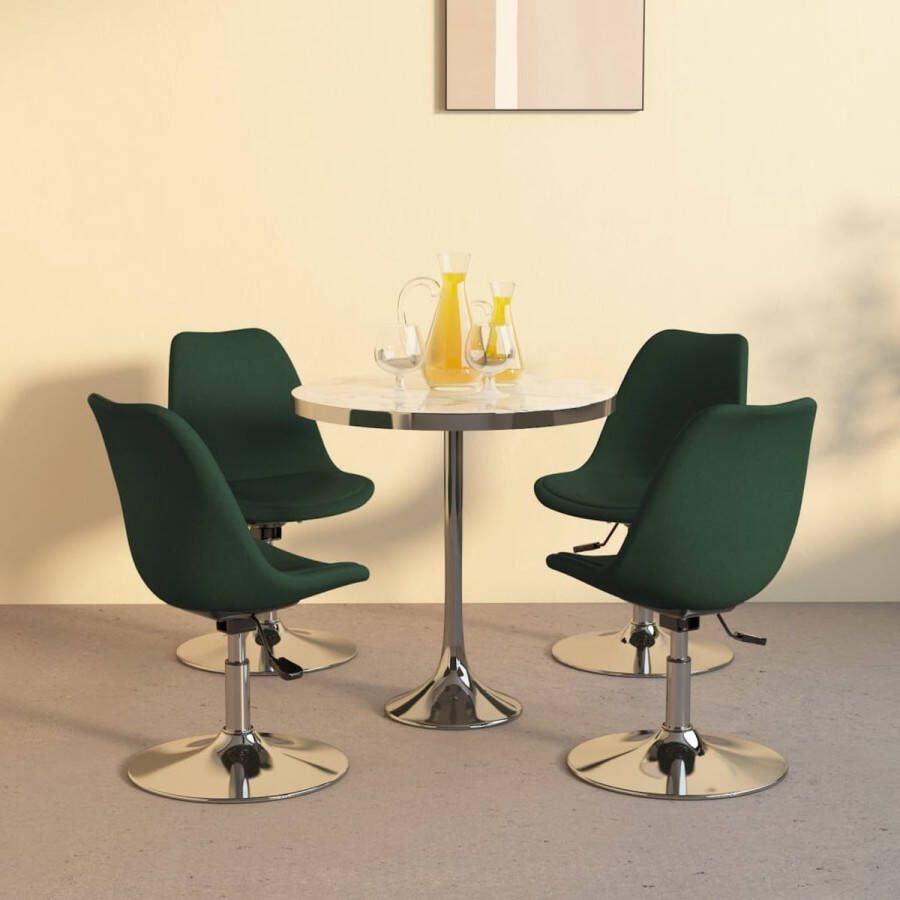 ForYou Prolenta Premium Eetkamerstoelen 4 st draaibaar stof donkergroen