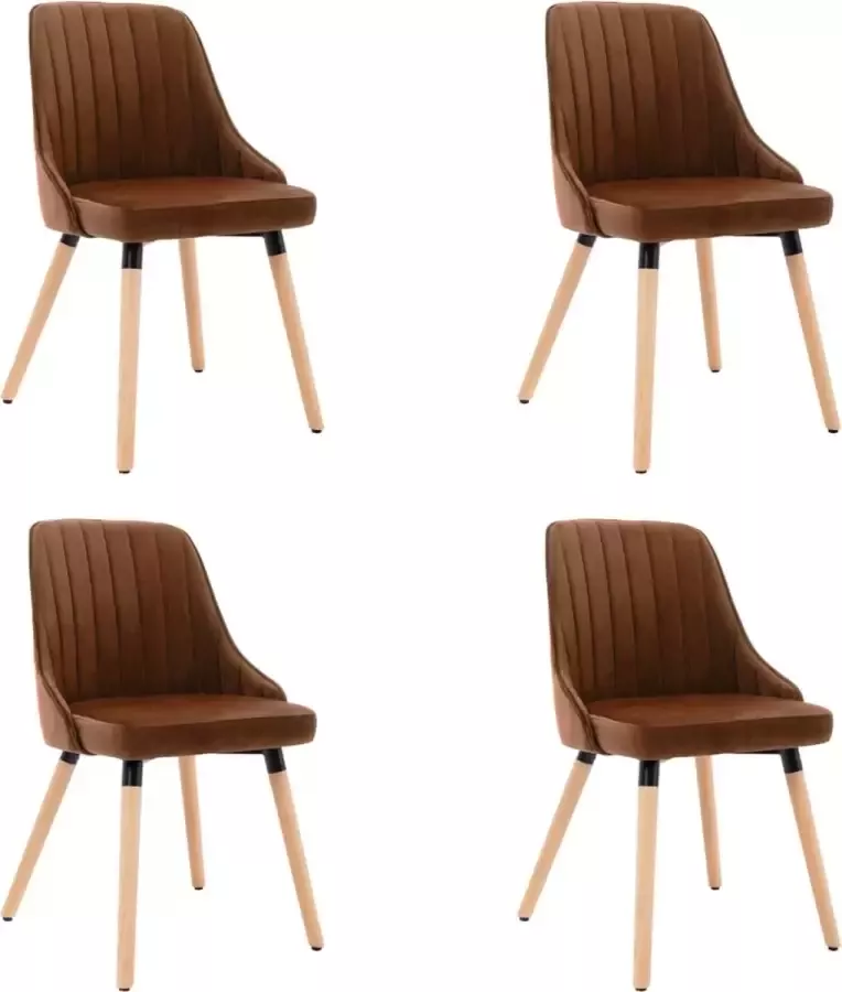 ForYou Prolenta Premium Eetkamerstoelen 4 st fluweel bruin - Foto 6