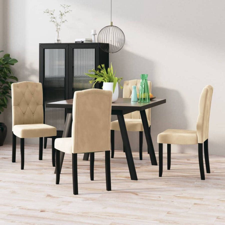 ForYou Prolenta Premium Eetkamerstoelen 4 st fluweel crèmekleurig