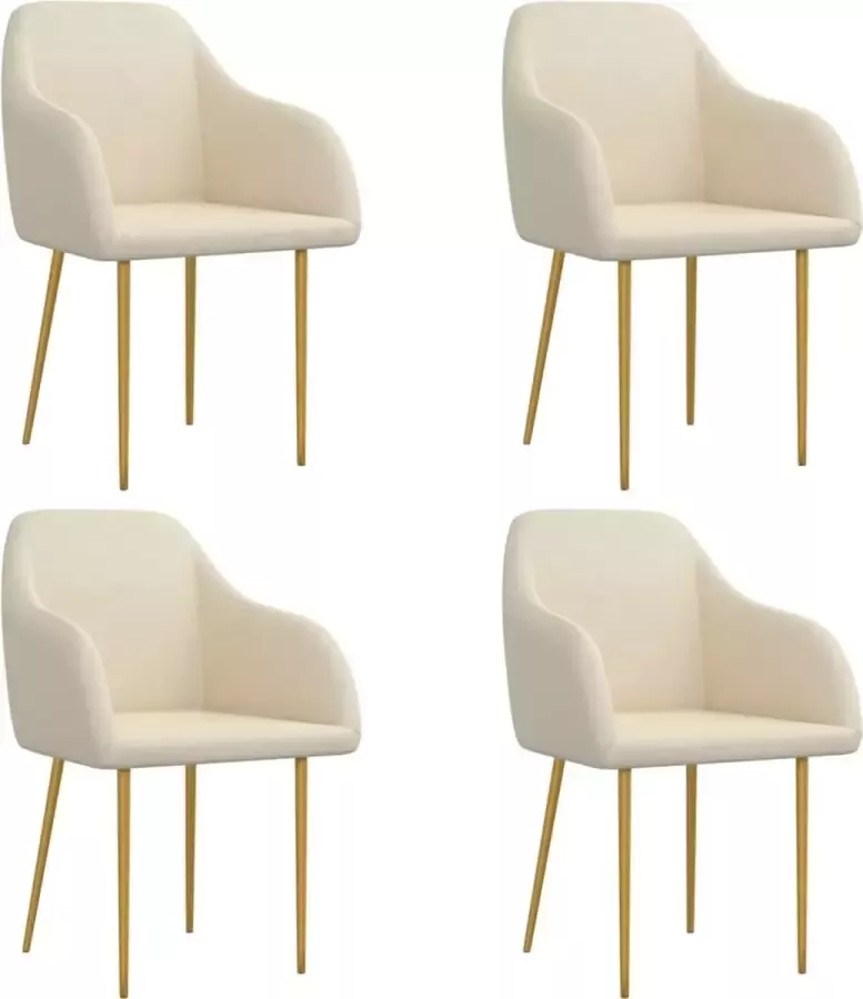 ForYou Prolenta Premium Eetkamerstoelen 4 st fluweel crèmekleurig - Foto 5