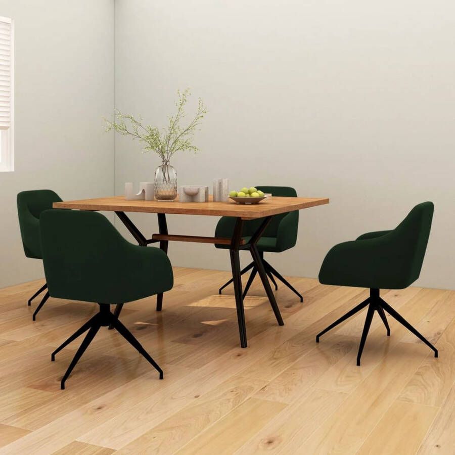 ForYou Prolenta Premium Eetkamerstoelen 4 st fluweel donkergroen