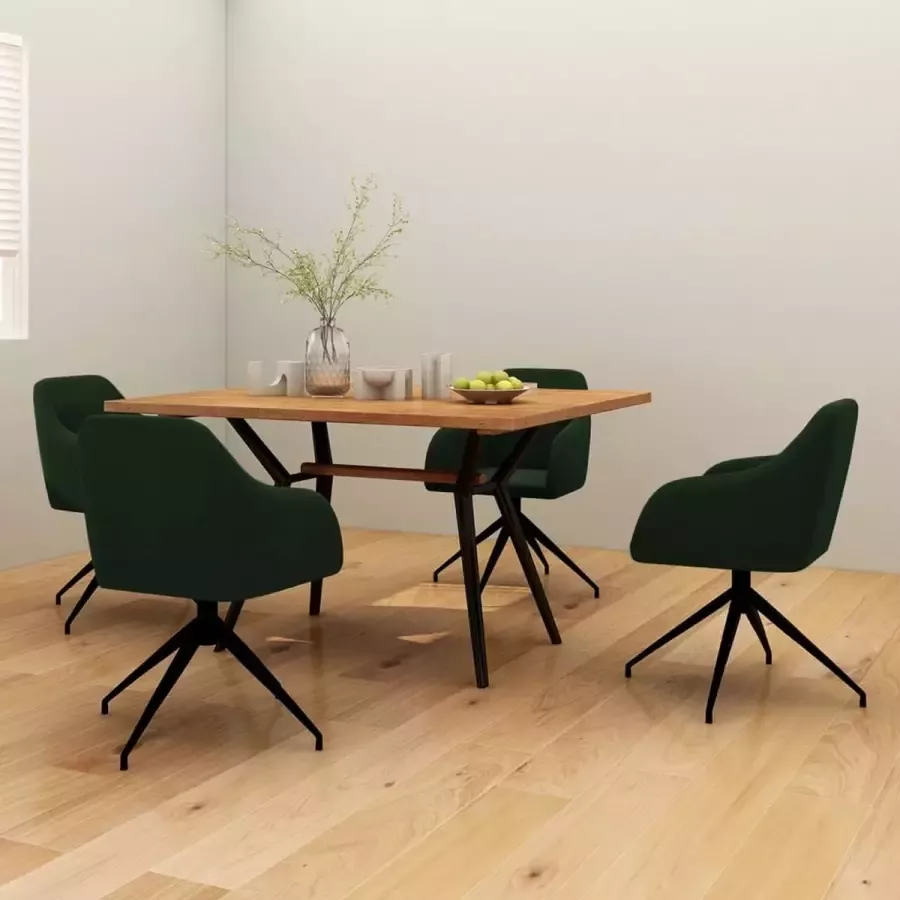 ForYou Prolenta Premium Eetkamerstoelen 4 st fluweel donkergroen - Foto 3