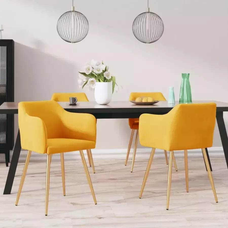 ForYou Prolenta Premium Eetkamerstoelen 4 st fluweel geel
