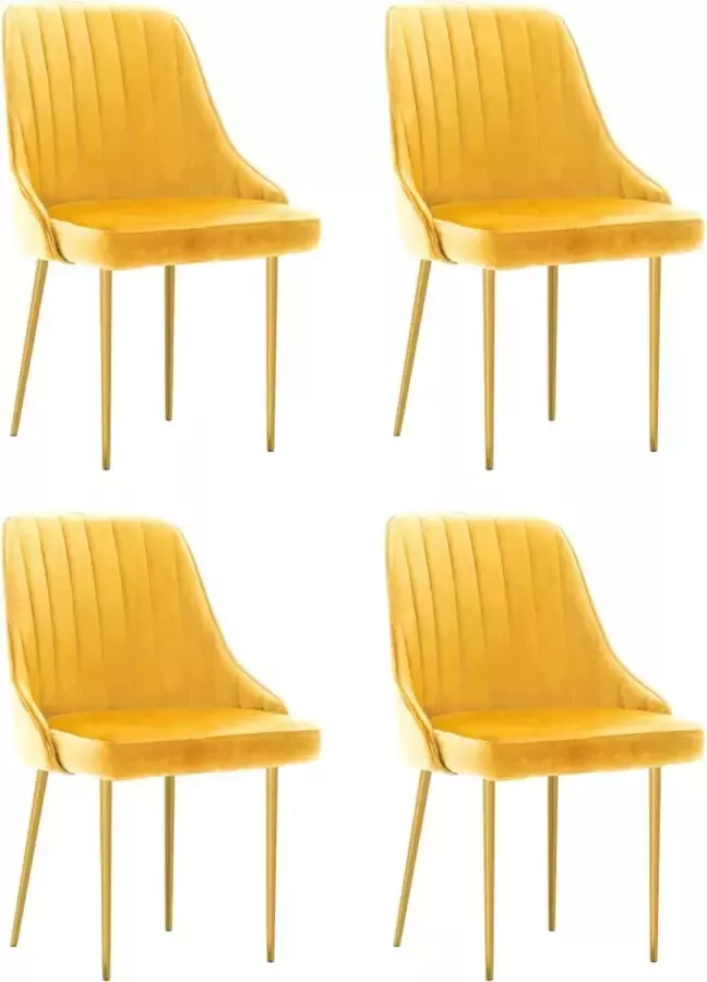 ForYou Prolenta Premium Eetkamerstoelen 4 st fluweel geel - Foto 9