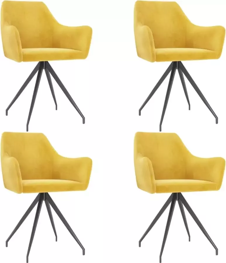 ForYou Prolenta Premium Eetkamerstoelen 4 st fluweel geel - Foto 6