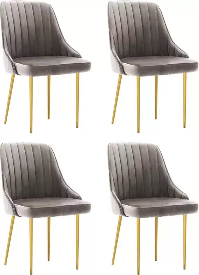 ForYou Prolenta Premium Eetkamerstoelen 4 st fluweel lichtgrijs - Foto 9