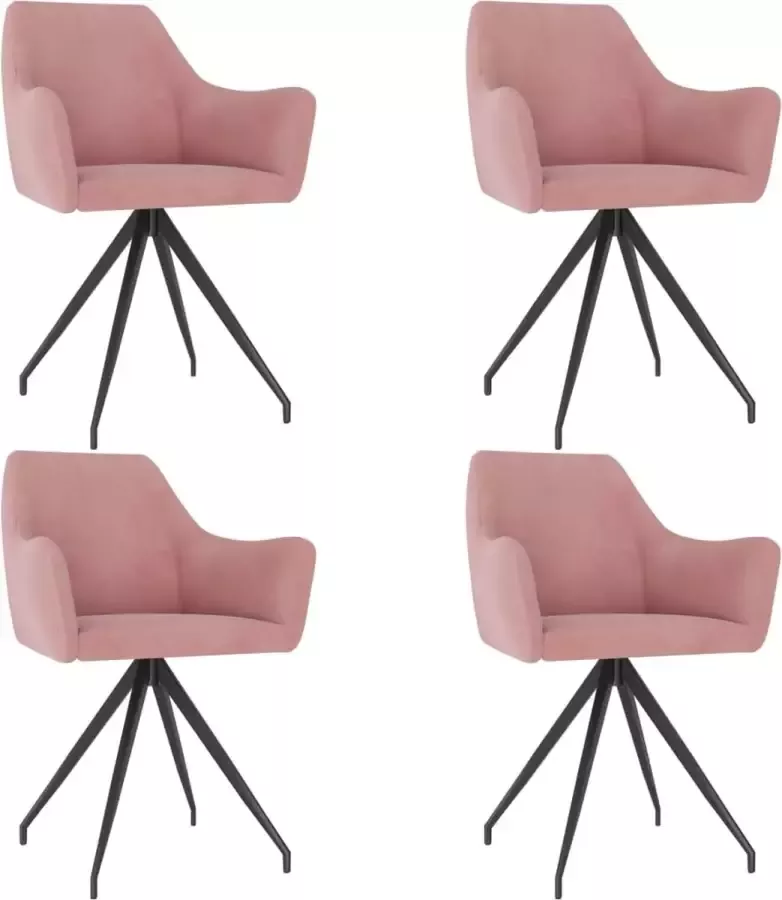 ForYou Prolenta Premium Eetkamerstoelen 4 st fluweel roze - Foto 4