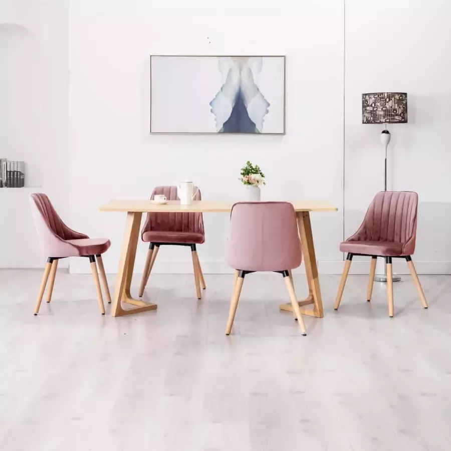 ForYou Prolenta Premium Eetkamerstoelen 4 st fluweel roze