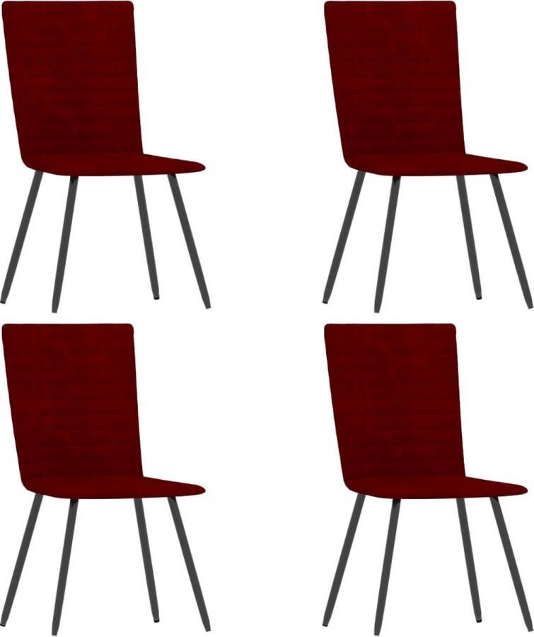 ForYou Prolenta Premium Eetkamerstoelen 4 st fluweel wijnrood