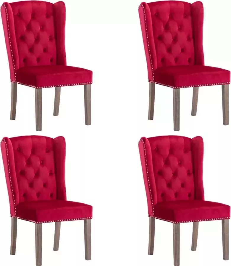 ForYou Prolenta Premium Eetkamerstoelen 4 st fluweel wijnrood - Foto 6