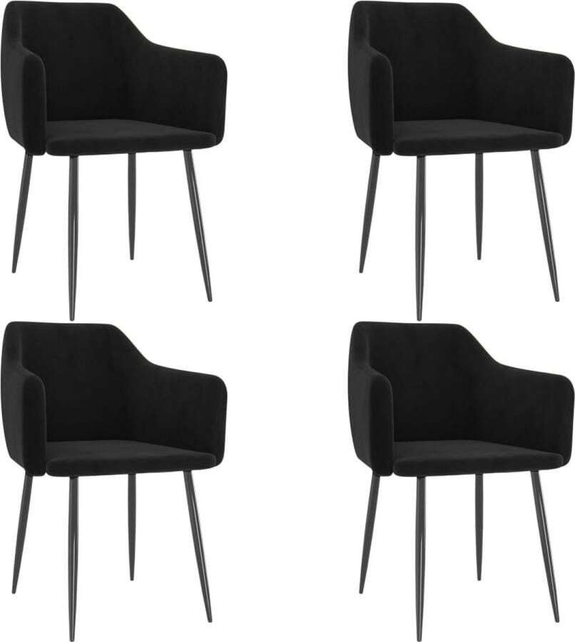 ForYou Prolenta Premium Eetkamerstoelen 4 st fluweel zwart