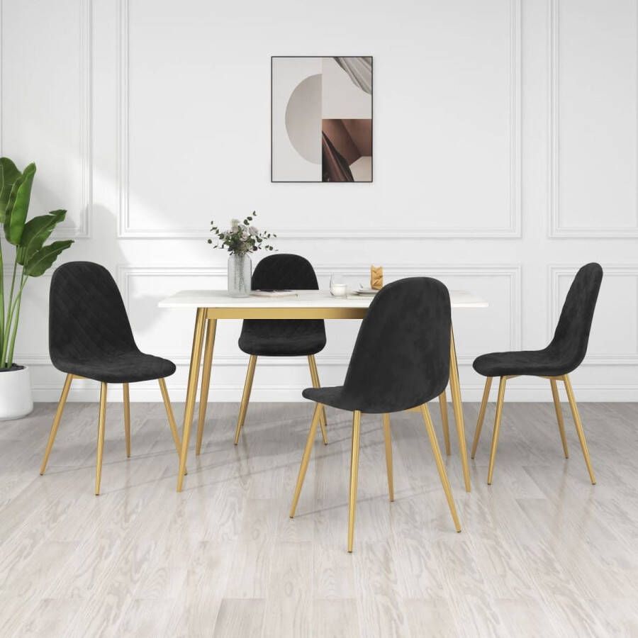 ForYou Prolenta Premium Eetkamerstoelen 4 st fluweel zwart