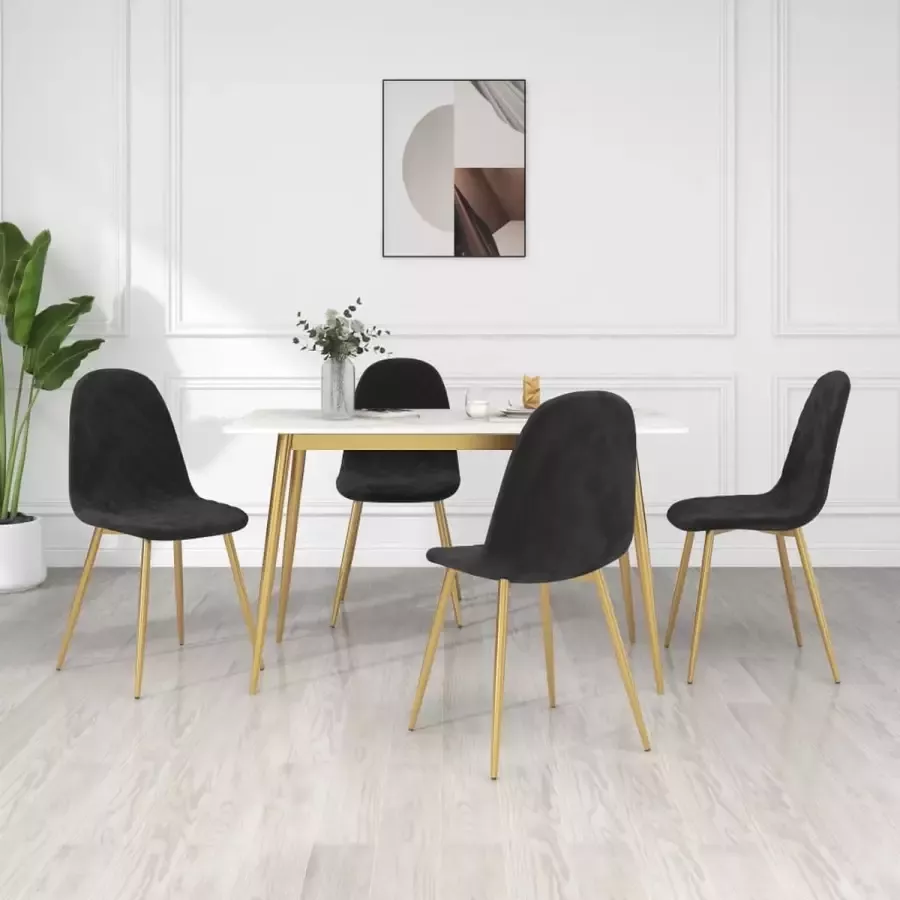 ForYou Prolenta Premium Eetkamerstoelen 4 st fluweel zwart - Foto 4