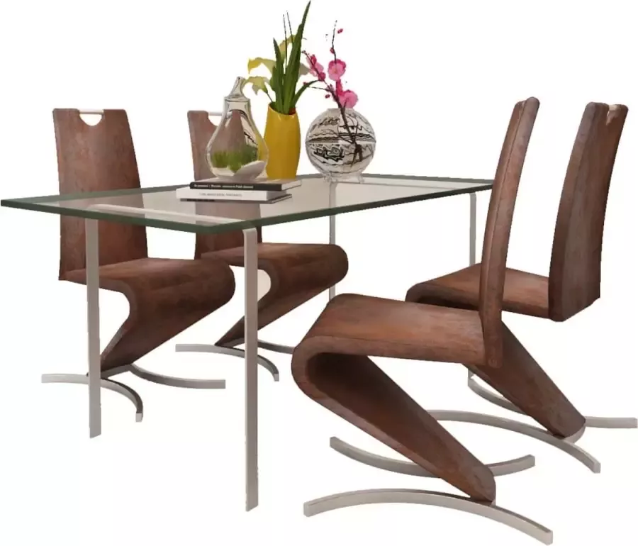 ForYou Prolenta Premium Eetkamerstoelen 4 st kunstleer bruin - Foto 5