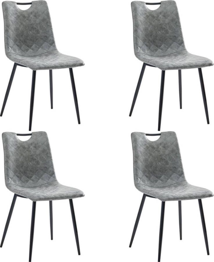 ForYou Prolenta Premium Eetkamerstoelen 4 st kunstleer donkergrijs