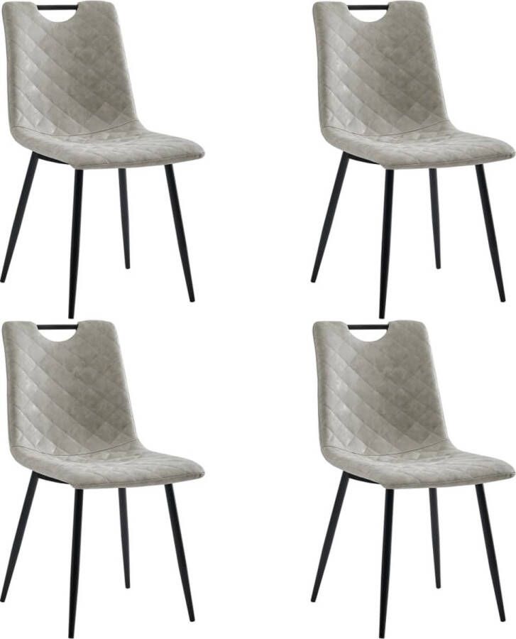 ForYou Prolenta Premium Eetkamerstoelen 4 st kunstleer lichtgrijs