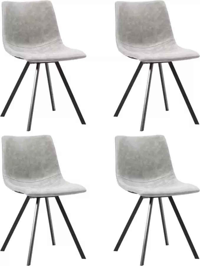 ForYou Prolenta Premium Eetkamerstoelen 4 st kunstleer lichtgrijs