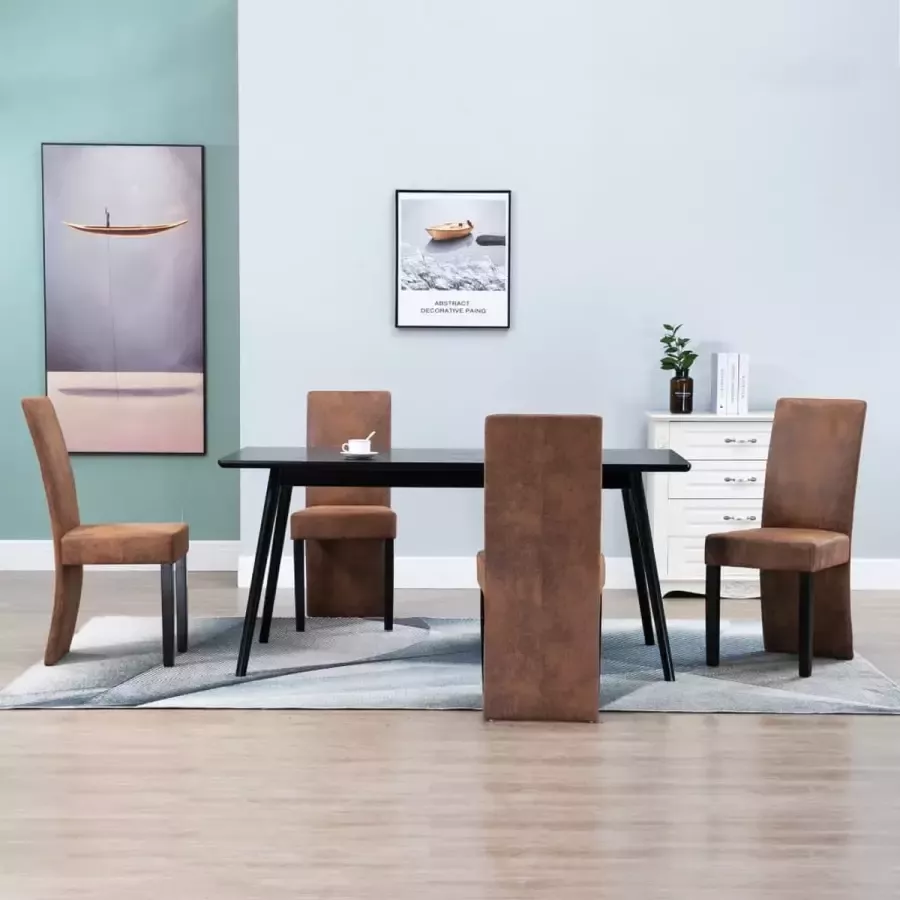 ForYou Prolenta Premium Eetkamerstoelen 4 st kunstsuède bruin - Foto 2