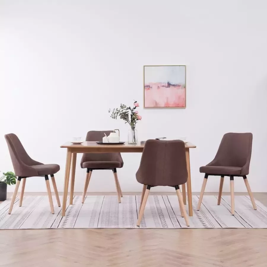 ForYou Prolenta Premium Eetkamerstoelen 4 st stof bruin - Foto 2