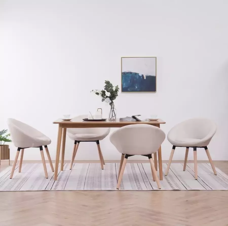 ForYou Prolenta Premium Eetkamerstoelen 4 st stof crème - Foto 3