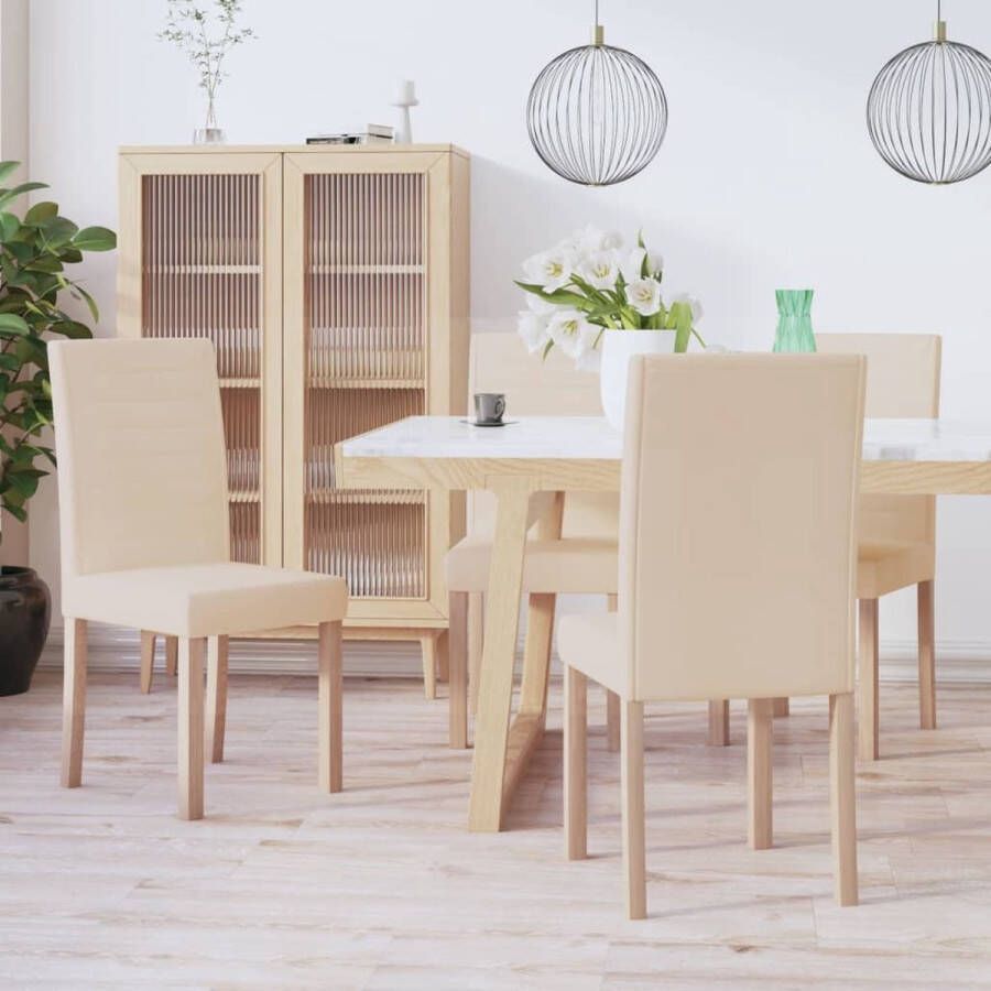 ForYou Prolenta Premium Eetkamerstoelen 4 st stof crèmekleurig