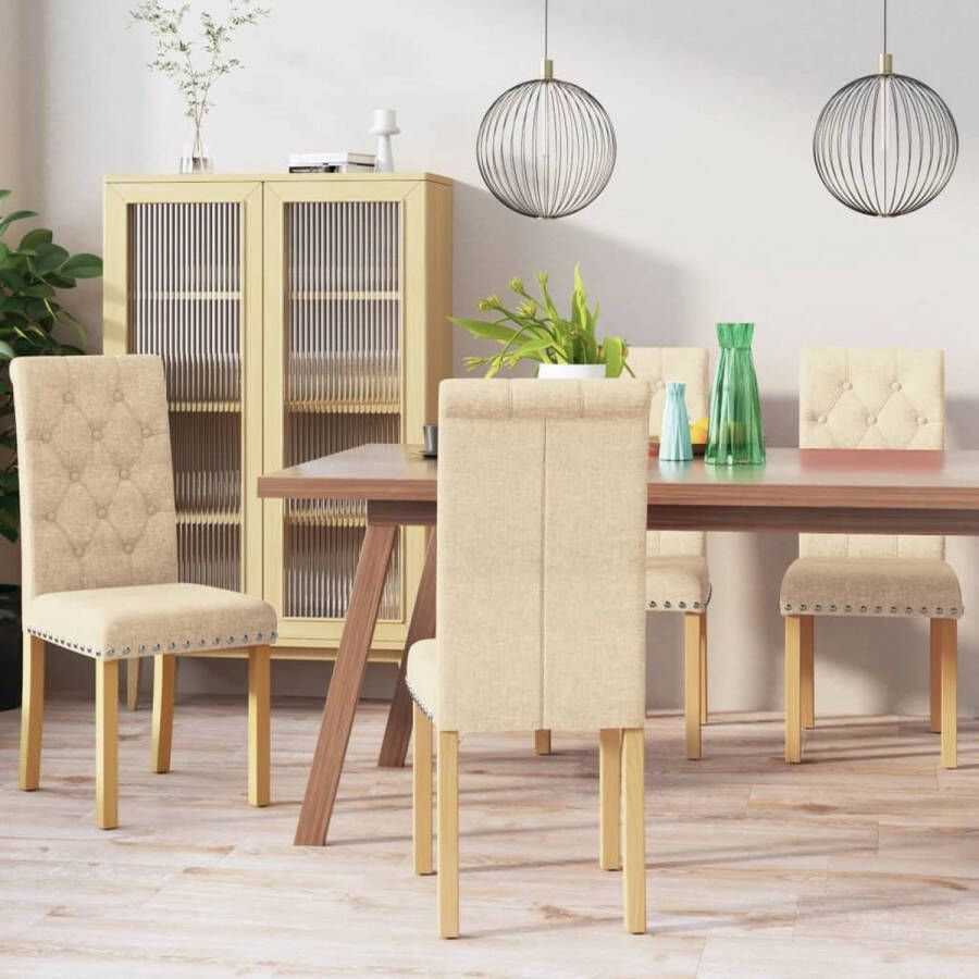 ForYou Prolenta Premium Eetkamerstoelen 4 st stof crèmekleurig