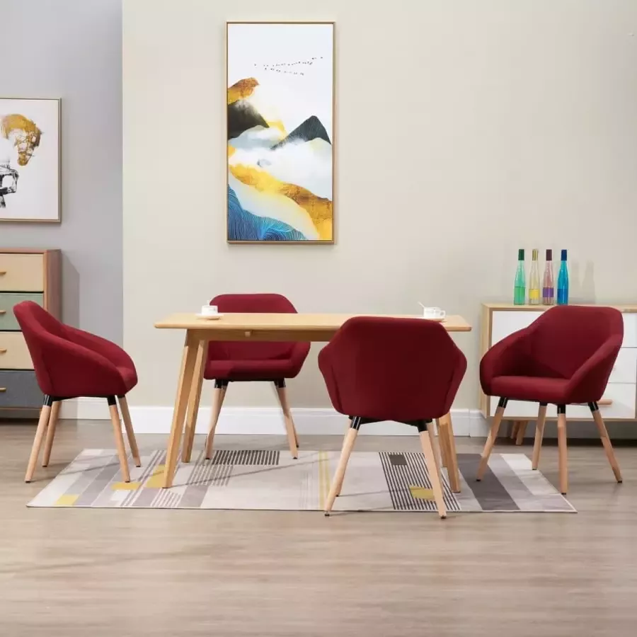 ForYou Prolenta Premium Eetkamerstoelen 4 st stof wijnrood - Foto 8