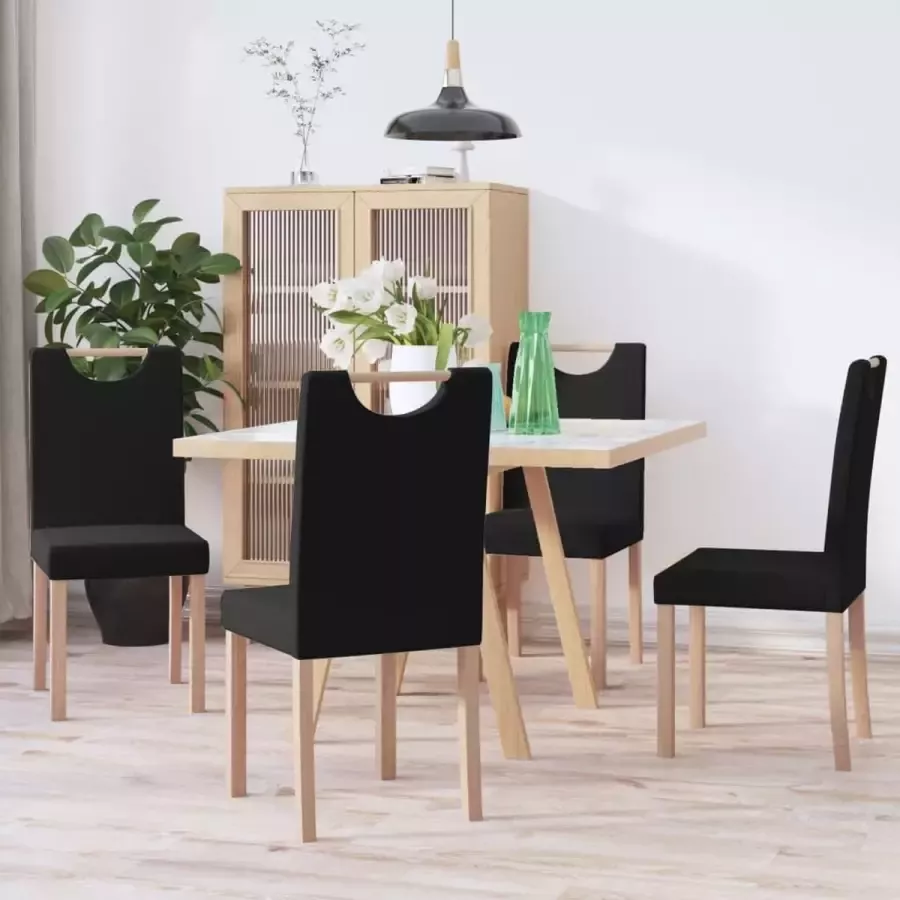 ForYou Prolenta Premium Eetkamerstoelen 4 st stof zwart - Foto 4