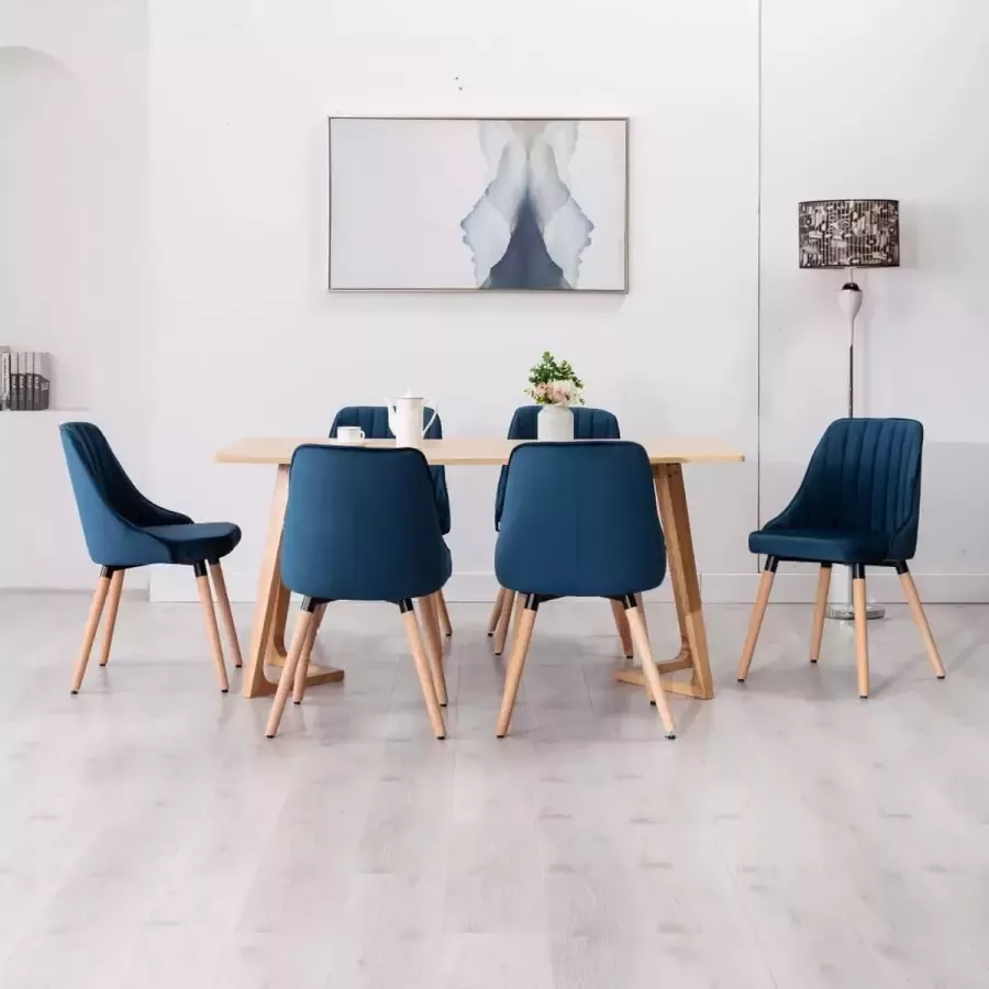 ForYou Prolenta Premium Eetkamerstoelen 6 st fluweel blauw
