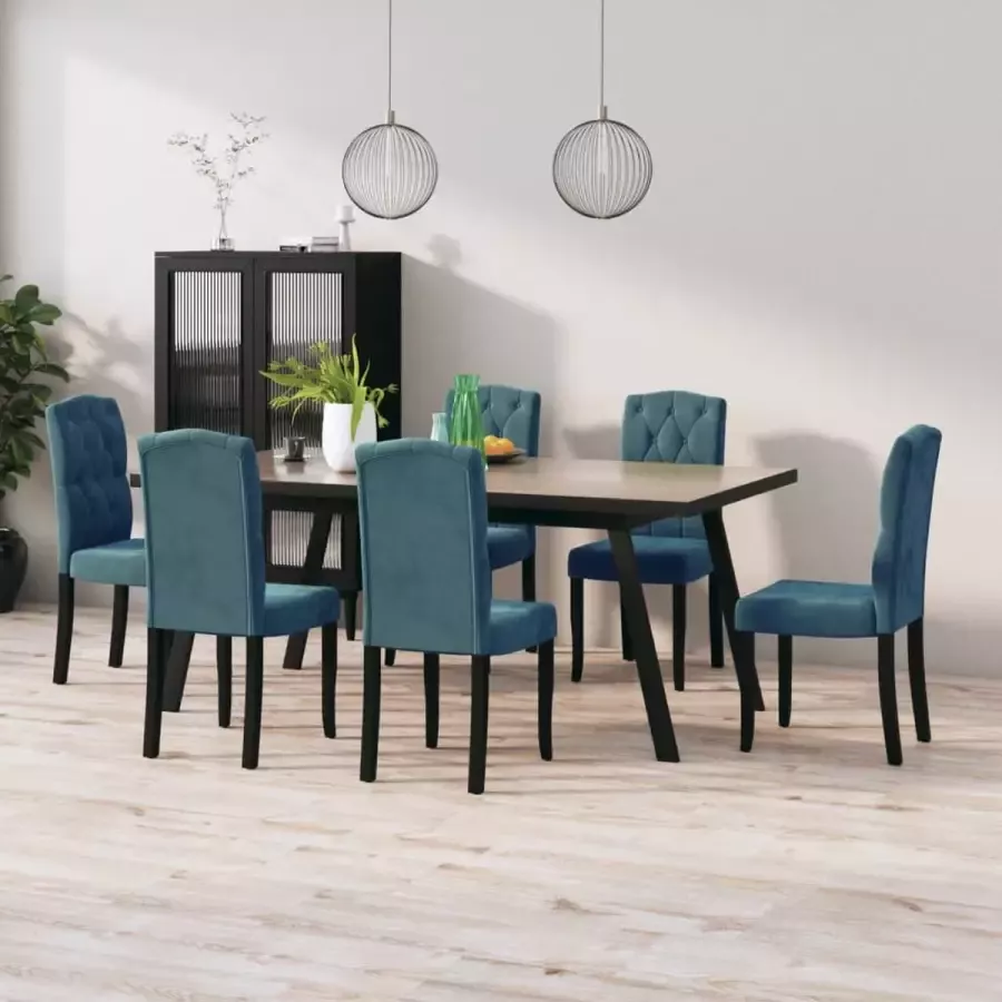 ForYou Prolenta Premium Eetkamerstoelen 6 st fluweel blauw - Foto 2
