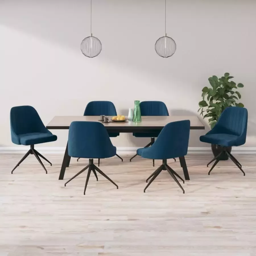 ForYou Prolenta Premium Eetkamerstoelen 6 st fluweel blauw - Foto 4