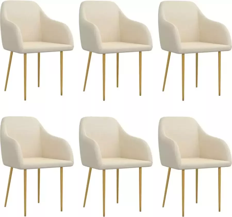 ForYou Prolenta Premium Eetkamerstoelen 6 st fluweel crèmekleurig - Foto 3