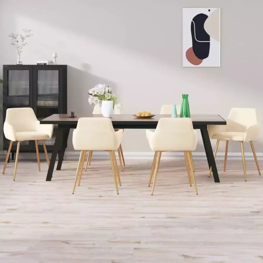 ForYou Prolenta Premium Eetkamerstoelen 6 st fluweel crèmekleurig - Foto 2