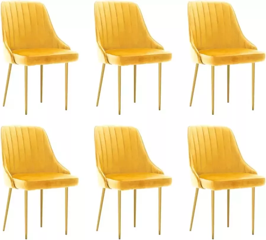 ForYou Prolenta Premium Eetkamerstoelen 6 st fluweel geel - Foto 4